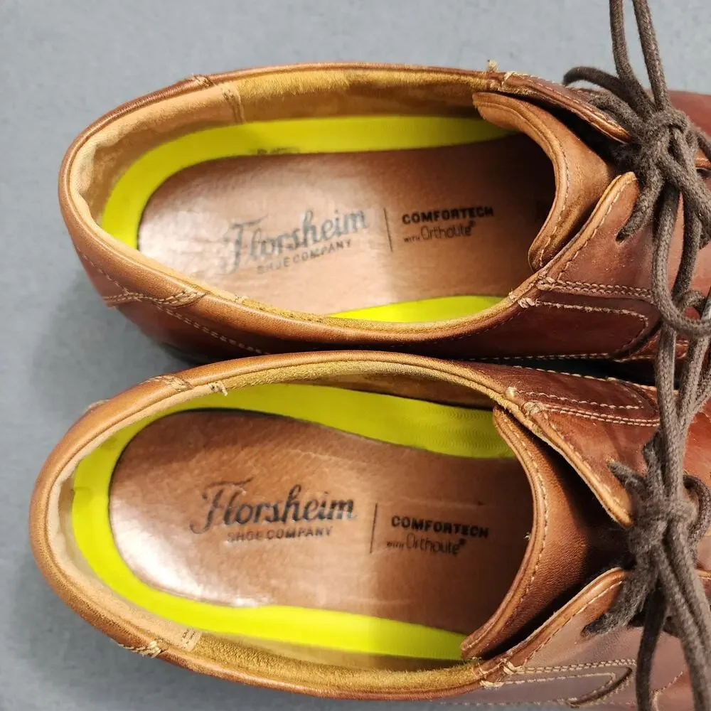Florsheim Brown Leather Cap Toe Oxford Shoes Mens 9.5D Comfortech Ortholite